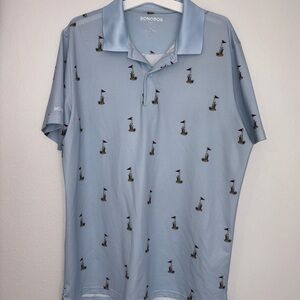 Bonobos Men's slim fit Light Blue Golf Flag Polo MED nwot